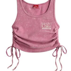Coca Cola Enjoy Embroidered Side Cinch Ribbed Tank Тор